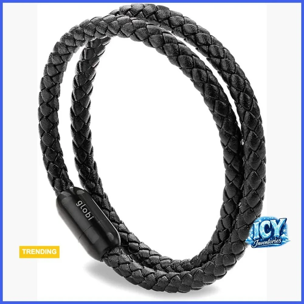 Genuine Leather Wrap Bracelet with Magnetic Stainless Steel Clasp